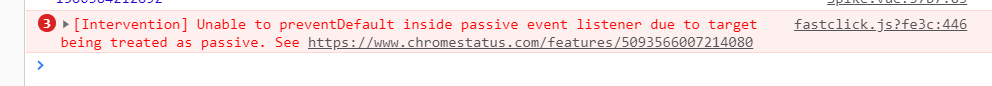 Unable to preventDefault inside passive event listener due to target being treated as passive-xss云之家